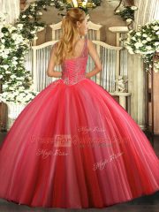 Floor Length Ball Gowns Sleeveless Fuchsia Quinceanera Gowns Lace Up