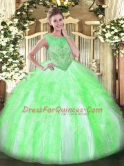 Best Selling Sleeveless Beading and Ruffles Floor Length 15 Quinceanera Dress