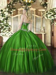 Satin Sweetheart Sleeveless Lace Up Beading Quinceanera Dresses in Green