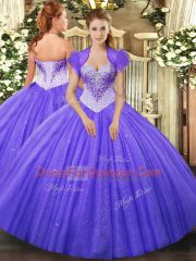 Custom Fit Lavender Sweetheart Neckline Beading Vestidos de Quinceanera Sleeveless Lace Up