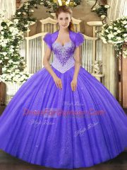 Custom Fit Lavender Sweetheart Neckline Beading Vestidos de Quinceanera Sleeveless Lace Up