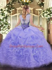 Fine Floor Length Yellow 15 Quinceanera Dress Organza Sleeveless Beading and Ruffles