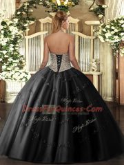 Brown Ball Gowns Halter Top Sleeveless Tulle Floor Length Lace Up Beading and Appliques Sweet 16 Quinceanera Dress
