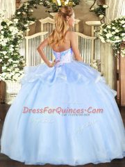 Elegant Floor Length Light Blue Ball Gown Prom Dress Sweetheart Sleeveless Lace Up