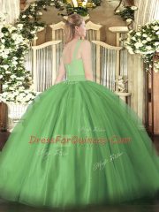 Fabulous Brown Ball Gowns Beading Quince Ball Gowns Zipper Tulle Sleeveless Floor Length