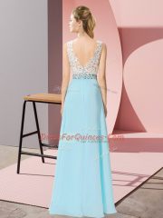Superior Lavender Sleeveless Floor Length Beading Backless Prom Dresses