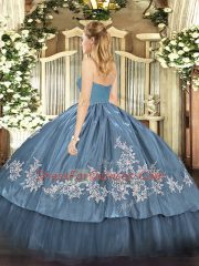 Wine Red Sleeveless Embroidery Floor Length 15 Quinceanera Dress