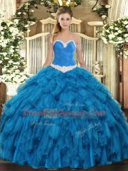 Pretty Sleeveless Appliques and Ruffles Lace Up Sweet 16 Dress