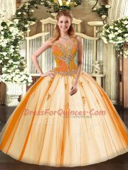 Sleeveless Beading Lace Up Quinceanera Gown