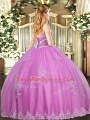 Customized Tulle Sleeveless Floor Length Quinceanera Gown and Beading and Appliques