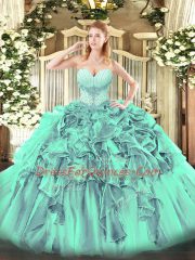 Smart Sleeveless Lace Up Floor Length Beading and Ruffles 15 Quinceanera Dress