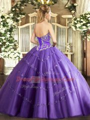 Ball Gowns Vestidos de Quinceanera Lavender Sweetheart Tulle Sleeveless Floor Length Lace Up