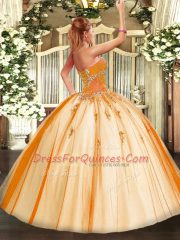 Glorious Ball Gowns Tulle Sweetheart Sleeveless Beading Floor Length Lace Up Quince Ball Gowns