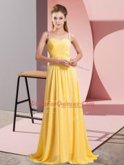 Sleeveless Ruching Lace Up Prom Party Dress