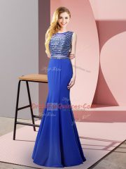 Royal Blue Dress for Prom Prom and Party with Beading Scoop Sleeveless Backless