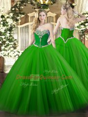 Floor Length Ball Gowns Sleeveless Green Quinceanera Dresses Lace Up