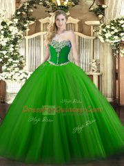 Floor Length Ball Gowns Sleeveless Green Quinceanera Dresses Lace Up