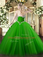 Floor Length Ball Gowns Sleeveless Green Quinceanera Dresses Lace Up