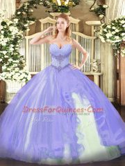 High Class Floor Length Lavender Sweet 16 Quinceanera Dress Sweetheart Sleeveless Lace Up
