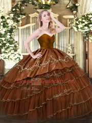 Organza and Taffeta Sleeveless Floor Length Sweet 16 Dresses and Embroidery and Ruffled Layers