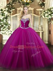 Popular Sleeveless Beading Lace Up Quince Ball Gowns