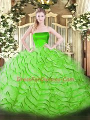 Stylish Zipper 15th Birthday Dress Ruffles Sleeveless Brush Train