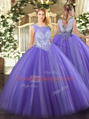 Flare Sleeveless Zipper Floor Length Beading 15 Quinceanera Dress