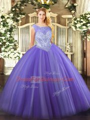 Flare Sleeveless Zipper Floor Length Beading 15 Quinceanera Dress