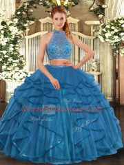 Sleeveless Beading and Ruffled Layers Criss Cross 15 Quinceanera Dress