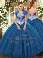 Fashionable Floor Length Lace Up Quinceanera Dress Navy Blue for Military Ball and Sweet 16 and Quinceanera with Beading and Sequins