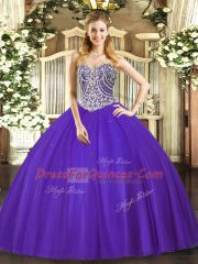 Sleeveless Lace Up Floor Length Beading 15th Birthday Dress