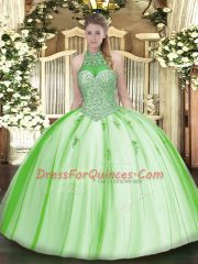 Captivating Sleeveless Beading and Appliques Lace Up Vestidos de Quinceanera