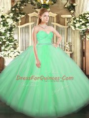 Sleeveless Zipper Floor Length Beading and Lace Ball Gown Prom Dress