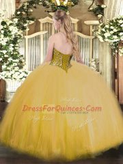 Organza and Tulle Sweetheart Sleeveless Lace Up Beading Sweet 16 Dress in