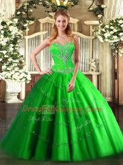 Customized Lace Up 15th Birthday Dress Beading Sleeveless Floor Length