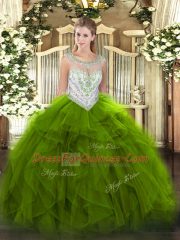 Sleeveless Beading and Ruffles Zipper Quinceanera Dress