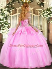 Comfortable Floor Length Lace Up 15 Quinceanera Dress Lavender for Military Ball and Sweet 16 and Quinceanera with Embroidery