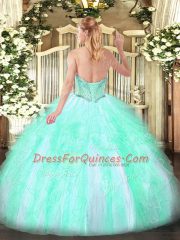 Sweet Floor Length Ball Gowns Sleeveless Apple Green Sweet 16 Quinceanera Dress Lace Up