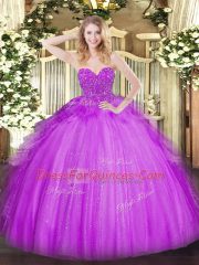 Lavender Sweetheart Lace Up Lace Quinceanera Dress Sleeveless