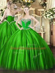 Sleeveless Satin Lace Up Quinceanera Gowns for Military Ball and Sweet 16 and Quinceanera