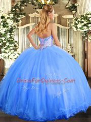 Sweetheart Sleeveless Lace Up Vestidos de Quinceanera Rose Pink Tulle