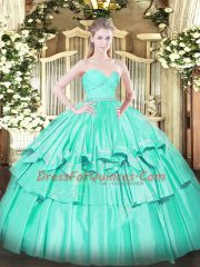 On Sale Organza Sleeveless Floor Length Quinceanera Gown and Beading and Lace and Ruffled Layers