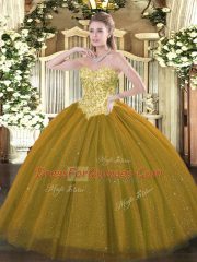 Fabulous Sweetheart Sleeveless Tulle and Sequined 15 Quinceanera Dress Appliques Lace Up