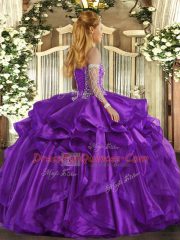 Captivating Blue Sleeveless Beading and Ruffles Floor Length Vestidos de Quinceanera