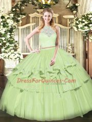 Sleeveless Lace and Ruffled Layers Zipper Sweet 16 Quinceanera Dress