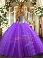 Colorful Sleeveless Floor Length Beading Lace Up 15th Birthday Dress with Fuchsia