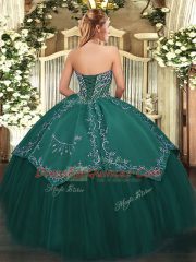 Luxurious Beading and Embroidery Quinceanera Gown Brown Lace Up Sleeveless Floor Length