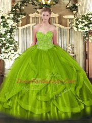 Discount Sleeveless Beading and Ruffles Floor Length Quinceanera Gown