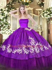 Delicate Sleeveless Zipper Floor Length Embroidery Quinceanera Dresses