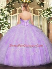 Superior Sleeveless Lace Up Floor Length Beading and Ruffles 15 Quinceanera Dress
